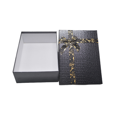 Boîtes cadeaux noires texturées 26x19x8cm – ruban or – Paquet de 4 - Boites cloches-4