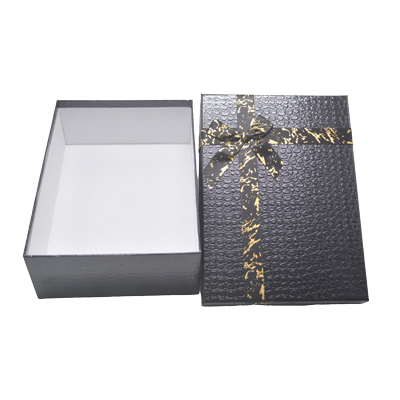 Boîtes cadeaux noires texturées 29x21x9,5cm – ruban or – Paquet de 4 - Boites cloches-3