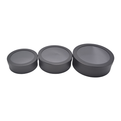 Boîtes rondes noires fenêtre 21x7cm – Paquet de 4 - Boites cloches-1