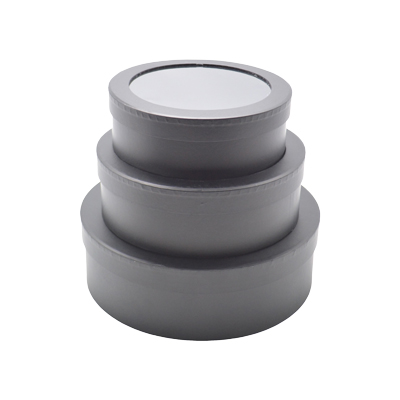 Boîtes rondes noires fenêtre 21x7cm – Paquet de 4 - Boites cloches-2