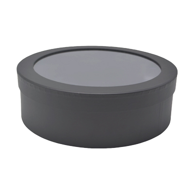 Boîtes rondes noires fenêtre 25x8cm – Paquet de 4 - Boites cloches-3