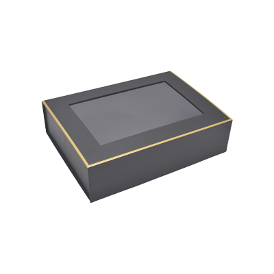 Boîtes aimantées noires liseré or fenêtre 30,6x23x8cm – Paquet de 5 - Boites aimantées