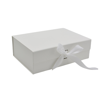 Boites cadeau carton blanches avec ruban 20x18,2x8cm – Paquet de 5 - Boites cadeaux carton pliables