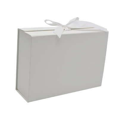 Boites cadeau carton blanches avec ruban 20x18,2x8cm – Paquet de 5 - Boites cadeaux carton pliables-1