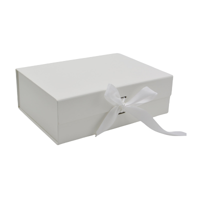 Boites cadeau carton blanches avec ruban 28,2x20,2x9,2cm – Paquet de 5 - Boites cadeaux carton pliables