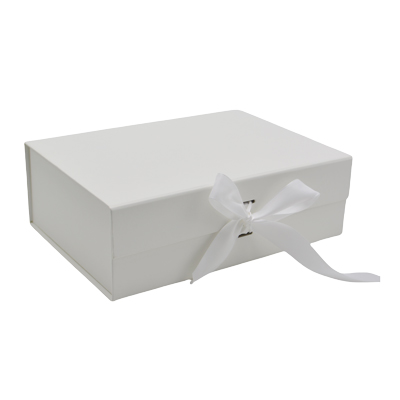 Boites cadeau carton blanches avec ruban 39x28x17,5cm – Paquet de 5 - Boites cadeaux carton pliables