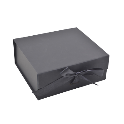 Boites cadeaux carton pliables noires avec ruban 33x25x12cm – Paquet de 5 - Boites cadeaux carton pliables