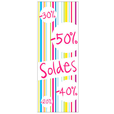 Affiche Soldes 42 x 115 cm blanc / multicolore - Affiches prix et pourcentages