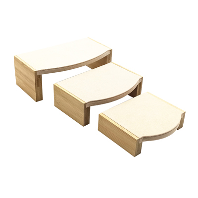 Présentoirs gigognes bois / tissu microfibre - Lot de 3 - Présentoirs à bijoux multifonction