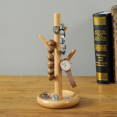 Arbre à bijoux 3 branches, Porte bijoux arbre, bois, H 23 cm - Présentoirs à bijoux multifonction-1