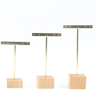 Présentoirs boucles d’oreilles bois et métal or – Lot de 3 tailles - Présentoirs boucles d'oreilles-1