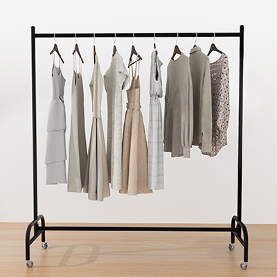 Portant droit fixe noir - L 150 x P 40 x H 165 cm - Portants à vêtements droits-1