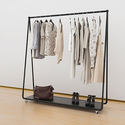 Portant droit fixe noir avec tablette basse - L 150 x P 40 x H 160 cm - Portants à vêtements droits-2