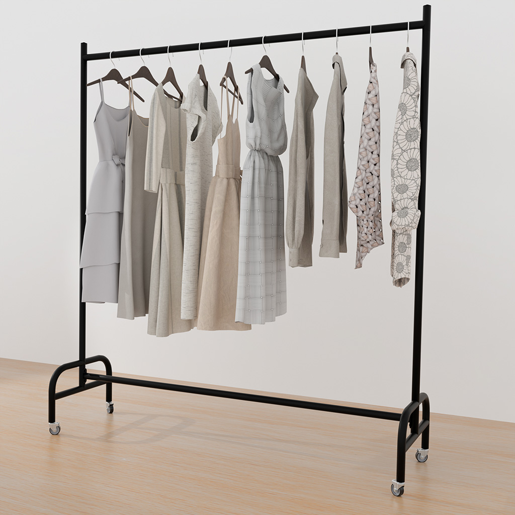 Portant vêtement droit fixe noir 120 x 40 x H 160 cm - Portant vêtement pro - Portants à vêtements droits-2