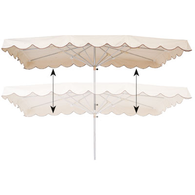 Parasol professionnel de marché télescopique - Parasol forain - Blanc cassé - 400 x 300 cm - armature alu, toile + housse - Parasols de marché, Parasols forains