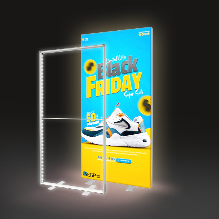 Totem lumineux LED pliable 100 x 200 cm – Panneau lumineux - Mur d’expo LED - Vitrines d'affichage-2
