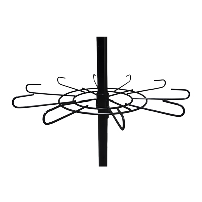 Présentoir tourniquet rotatif métal noir 4 étages 185cm – Support boutique sur roulettes - Présentoirs divers-1