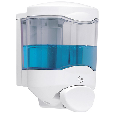 Distributeur savon et gel mural manuel Crystal 450ml blanc - Distributeur de savon