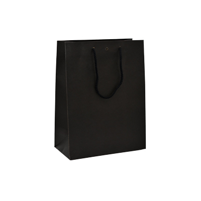 Sacs kraft luxe noirs poignées cordelette 25+13x33 cm 190g/m² – Paquet de 10 - Sacs kraft luxe