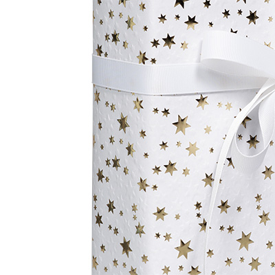 Papier cadeau à effets blanc embossé étoiles dorure à chaud 70 cm x 50 m 80 g/m² – le rouleau - Papiers cadeaux à effets-2