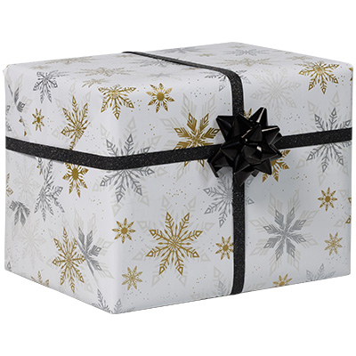Papier cadeau flocons or/argent 70 cm x 50 m 80 g/m² papier couché - Papiers cadeaux à motifs-2