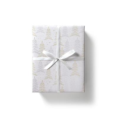 Papier cadeau Arbre de Noël Sapins or/argent/blanc 80 g/m² 70 cm x 50 m papier couché  - Papier cadeaux couchés à motifs-3