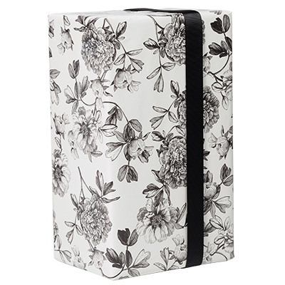 Papier cadeau fleurs dessinées noir & blanc 70 cm x 50 m 80 g/m² – Le rouleau - Papier cadeaux couchés à motifs-2
