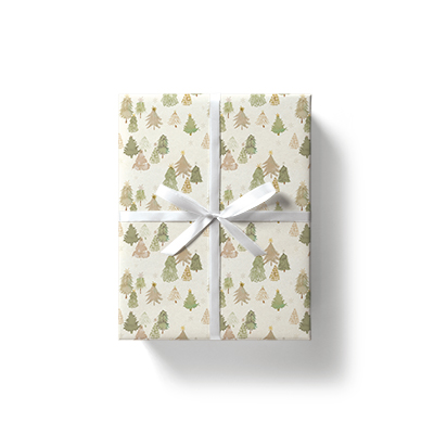 Papier cadeau sapins aquarelle beige/vert/brun 70 cm x 50 m 80 g/m² – Le rouleau - Papier cadeaux couchés à motifs-3