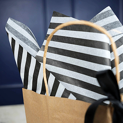 Papier de soie noir et blanc à rayures 17g/m², feuilles de 50 x 70 cm, rame de 120 feuilles - Papiers de soie-2