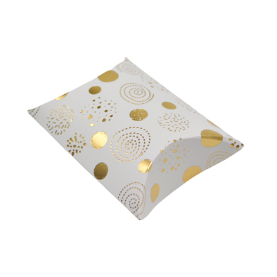 Boîte berlingot blanche motifs dorés 7 x 7 x 3 cm – Paquet de 100 - Boites berlingots