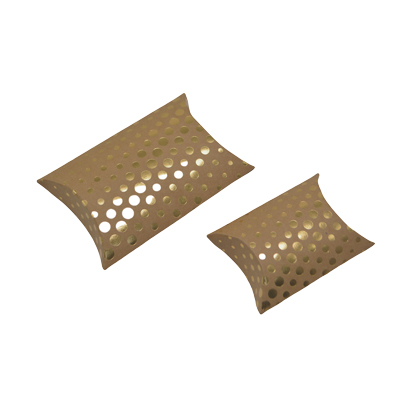 Boîte berlingot carton kraft à pois dorés 7 x 7 x 3 cm – Paquet de 100 - Boites berlingots-1