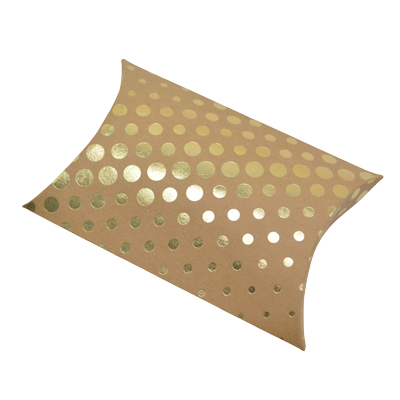 Boîte berlingot carton kraft à pois dorés 11 x 9 x 3 cm – Paquet de 100 - Boites berlingots