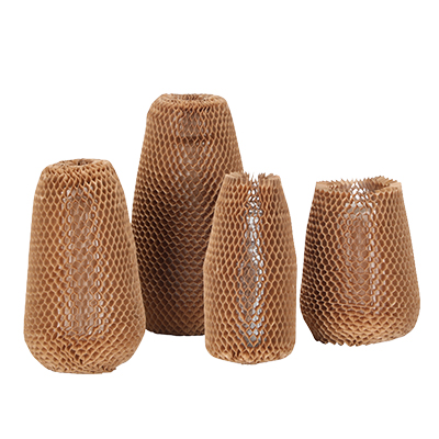 Manchon papier a nid d'abeille brun h.35cm - Bulles, mousse, chips-5