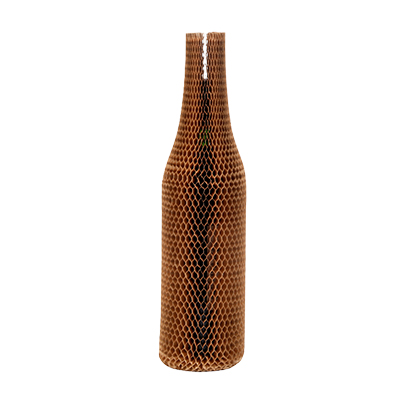 Manchon papier a nid d'abeille brun h.22cm - Bulles, mousse, chips-1
