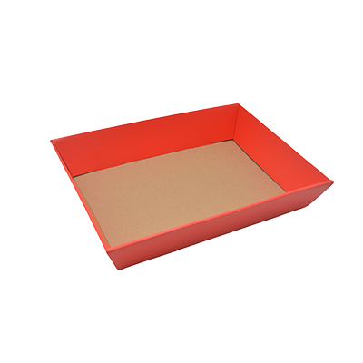 Corbeille rect. carton rouge int. brun 40x30x7.5cm 500g/m² - Corbeilles carton