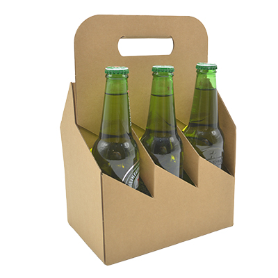 Porte-bouteilles carton brun kraft 6 bières hautes - L 19,5 x P 13 cm - Paquet de 20 - Mètres de bières, Emballages pour bouteilles de bières-1