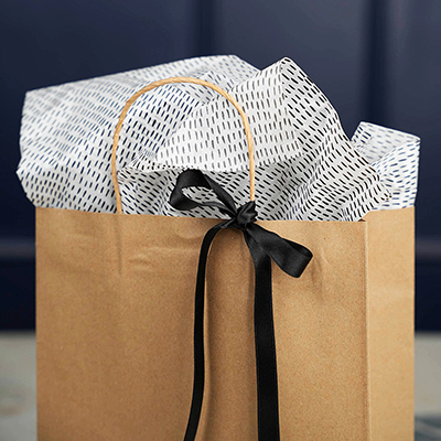 Papier de soie blanc motif traits noirs 50x70 cm – Paquet de 120 feuilles - Papiers de soie-2