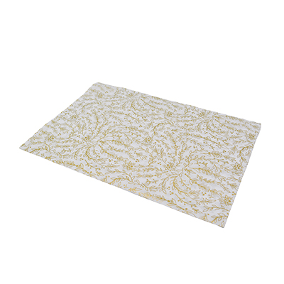 Papier de soie imprimé floral or / blanc 50x70cm 17g/m² – Paquet de 120 feuilles - Papiers de soie-1