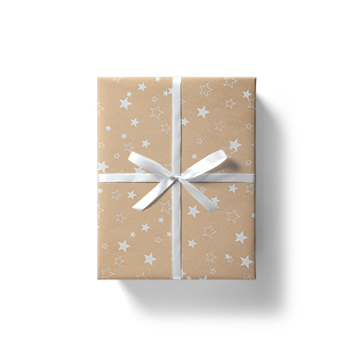 Papier cadeau kraft brun étoiles blanches 70 cm x 50 m 80 g/m² – Le rouleau - Papiers cadeaux kraft à motifs-2