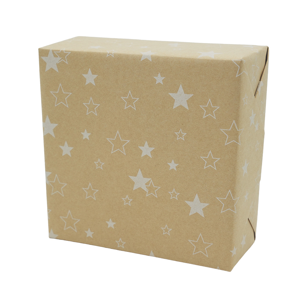 Papier cadeau kraft brun étoiles blanches 70 cm x 50 m 80 g/m² – Le rouleau - Papiers cadeaux kraft à motifs-1
