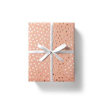 Papier cadeau couché pêche pois dorés à chaud 70 cm x 50 m 80 g/m² – le rouleau - Papiers cadeaux à effets-2