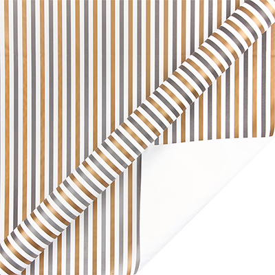 Papier cadeau rayures blanc, cuivre & gris 70 cm x 50 m 80 g/m² – Le rouleau - Papiers cadeaux à motifs