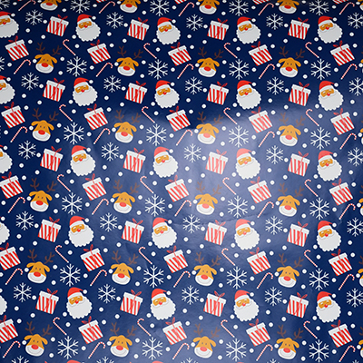 Papier cadeau Noël bleu marine motifs rouges et blancs 70 cm x 50 m 80 g/m² – Le rouleau - Papier cadeaux couchés à motifs
