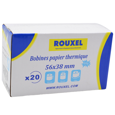 Bobines papier thermique 56x38x9,2mm L18m – Lot de 20 - Bobinettes de caisse-2