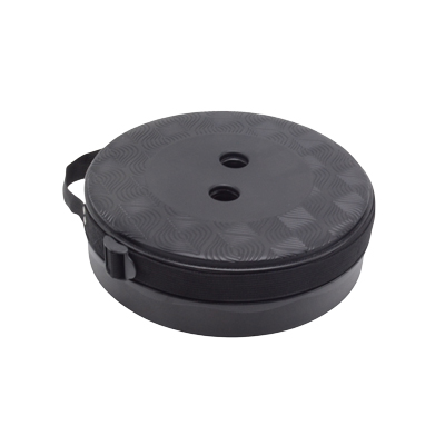 Tabouret télescopique pliant noir plastique Ø25cm H45cm, coussin intégré - Tabourets-2