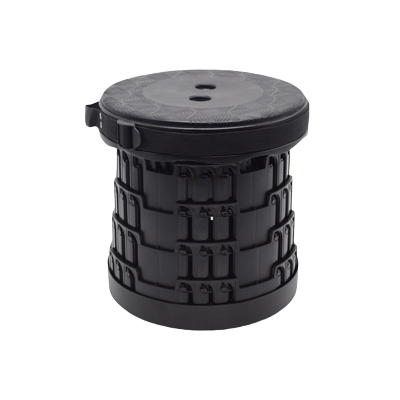 Tabouret télescopique pliant noir plastique Ø25cm H45cm, coussin intégré - Tabourets-4