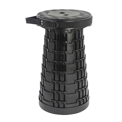 Tabouret télescopique pliant noir plastique Ø25cm H45cm, coussin intégré - Tabourets-5