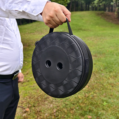 Tabouret télescopique pliant noir plastique Ø25cm H45cm, coussin intégré - Tabourets marchepieds-7