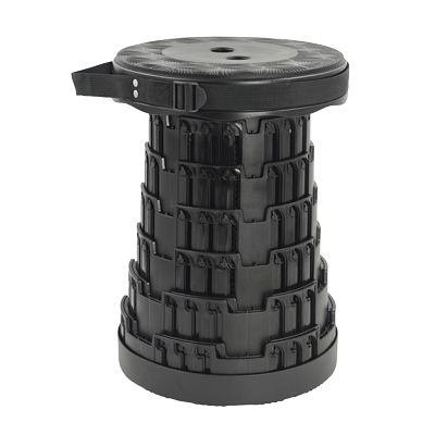 Tabouret télescopique pliant noir plastique Ø25cm H45cm, coussin intégré - Tabourets-10