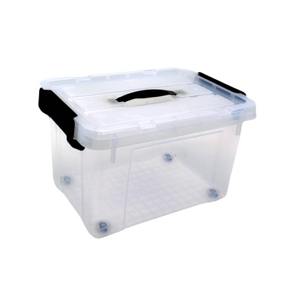 Bac de rangement translucide à roulettes 27L avec couvercle clipsable – 44x33x26,5cm - Bacs de rangement-1